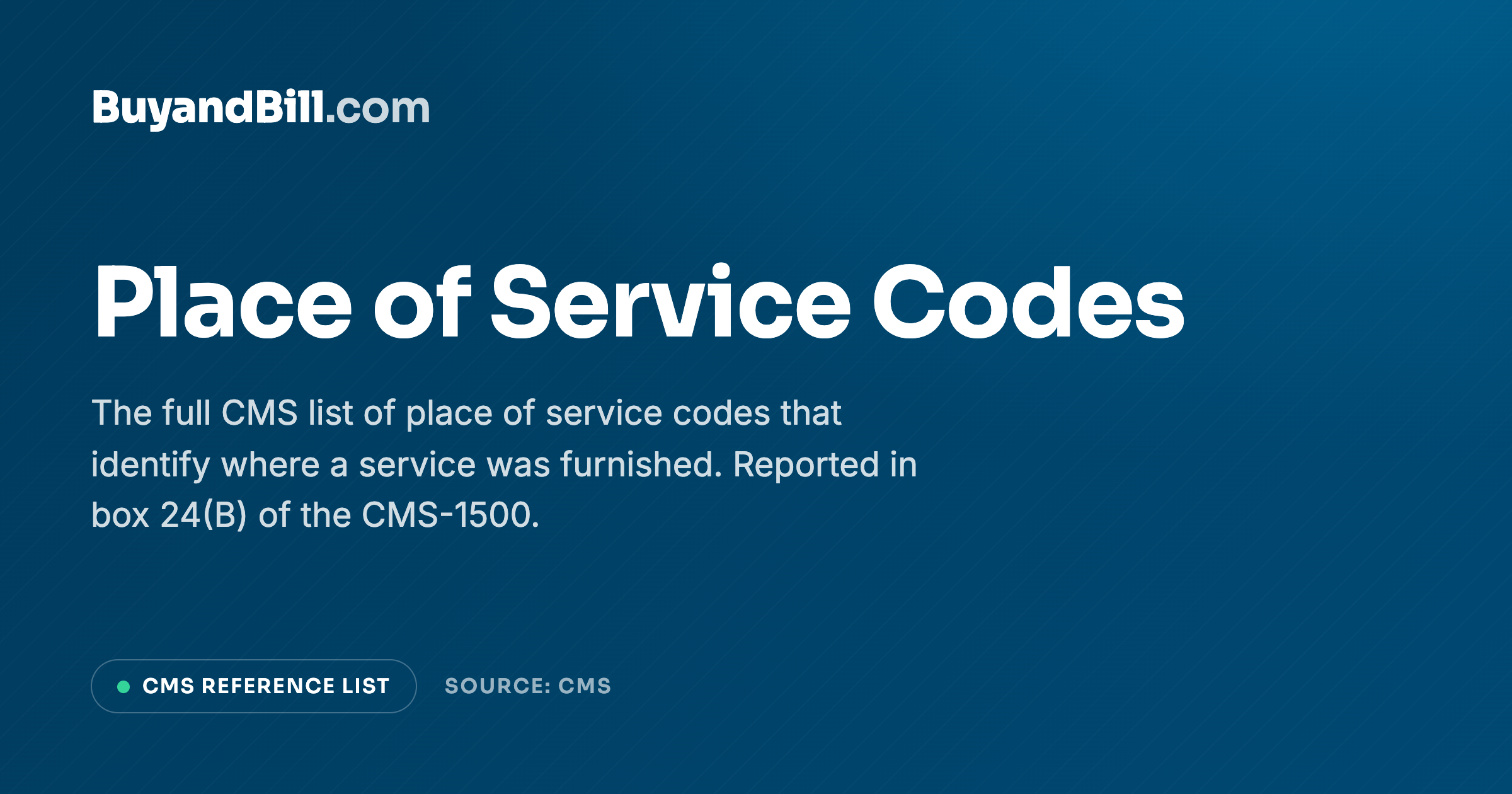 Place of Service Codes (POS) List | BuyandBill.com