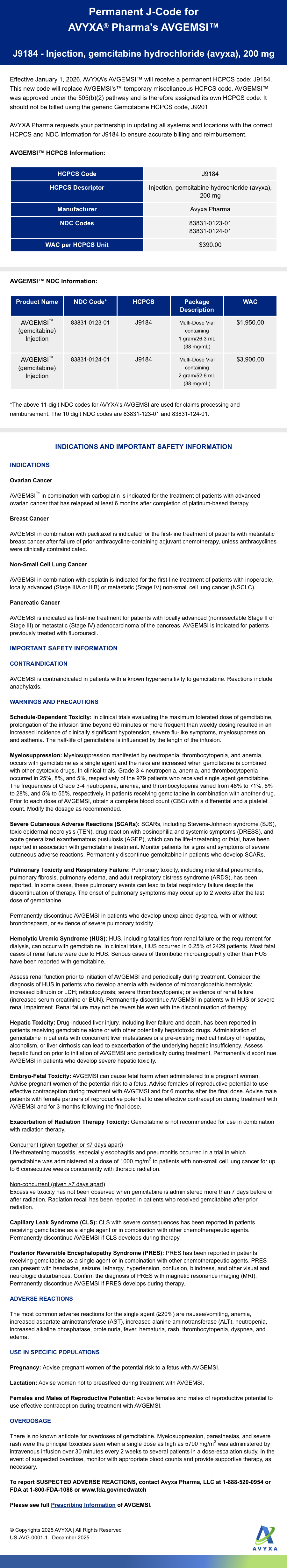 AVGEMSI manufacturer announcement