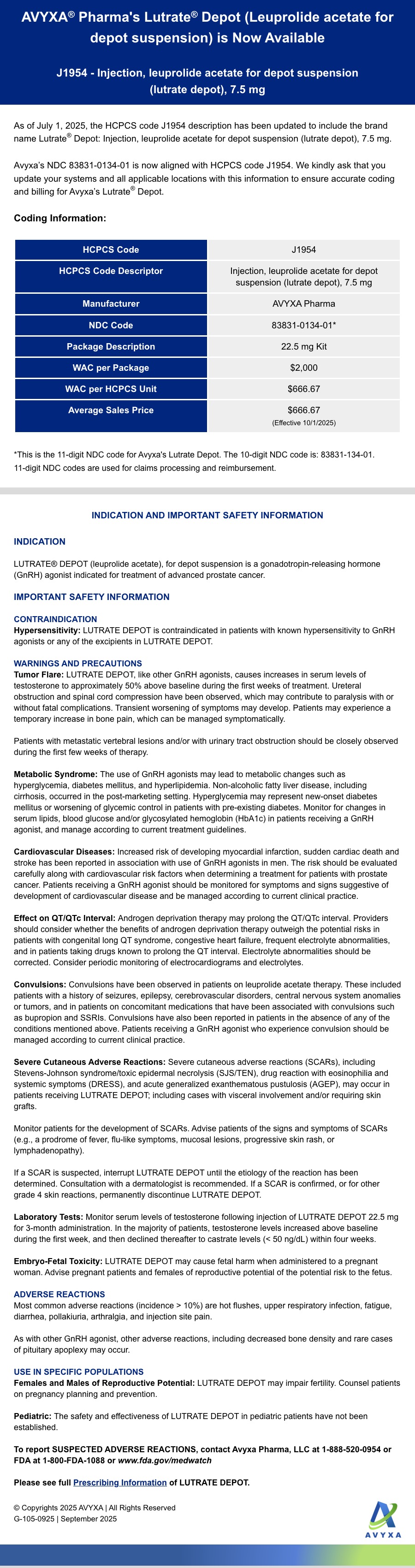 Lutrate Depot manufacturer announcement